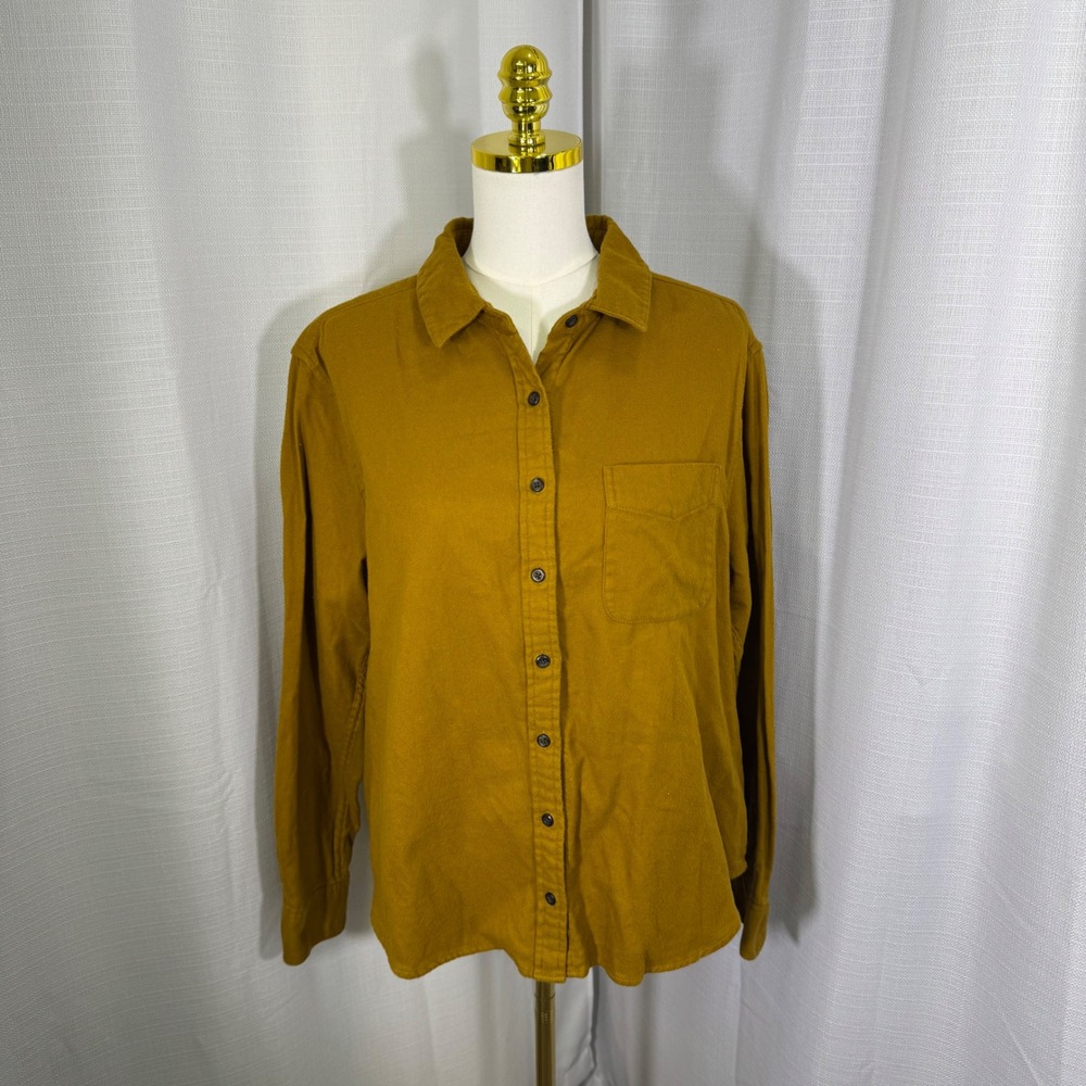 NWOT Pendleton Womens Large Cotton Flannel Button Down Shirt Mustard Yellow